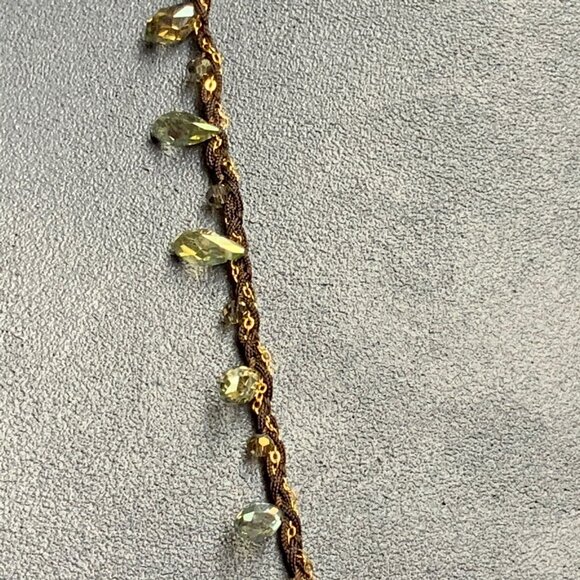 Rush By Denis & Charles Necklace 32 In Faceted Iridescent Pendant Gold Tassel - Picture 2 of 8